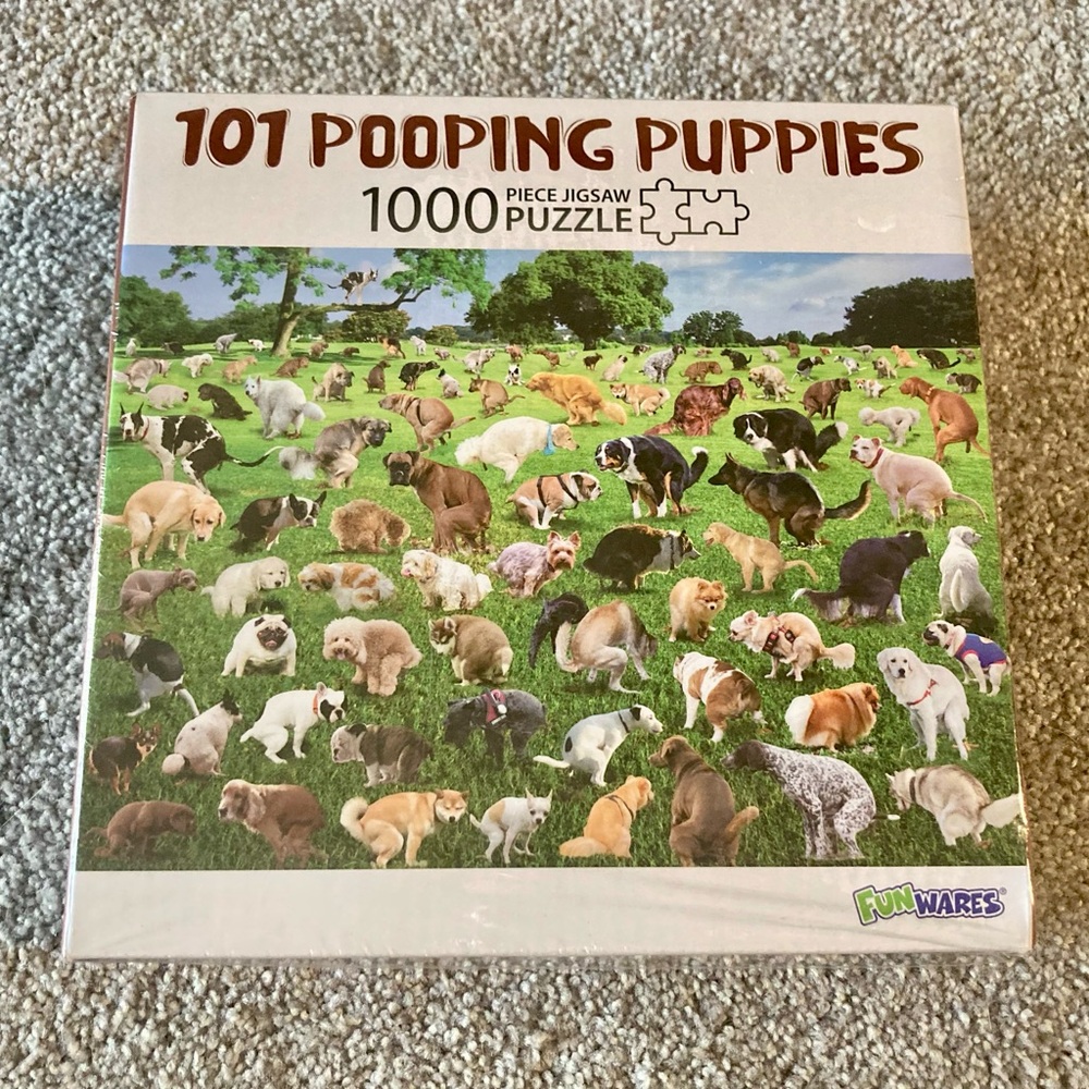 101 Pooping Puppies, 1000 Piece Jigsaw Puzzle, 27 x 19, Funwares NEW SEALED